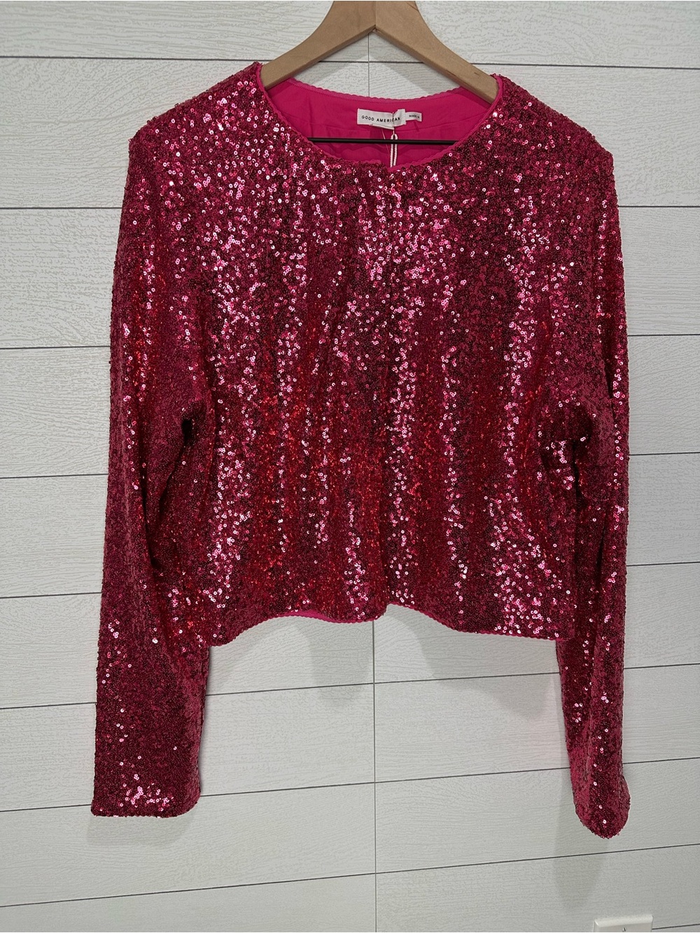 NWT Good American Pink Sequin Cardigan 3X - Picture 4 of 12